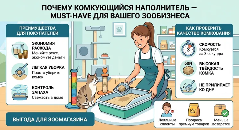 Комкующийся наполнитель для кошачьих туалетов: почему это главное требование современных владельцев
