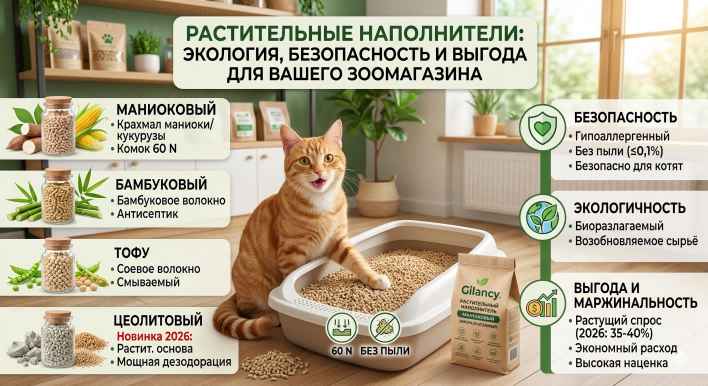 Растительные наполнители для кошачьих туалетов: экология, безопасность и выгода