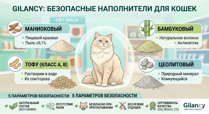 Безопасные наполнители для кошачьих лотков: маниоковый, бамбуковый, тофу, цеолит от производителя Gilancy Безопасные наполнители для кошачьих лотков: маниоковый, бамбуковый, тофу, цеолит от производителя Gilancy