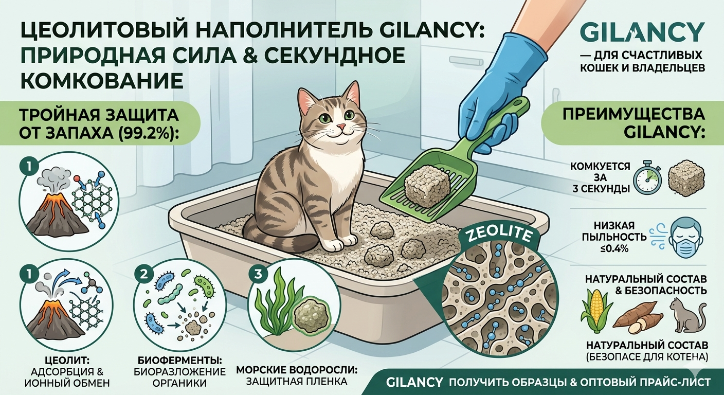 Цеолитовый наполнитель Gilancy: природный минерал с хорошей дезодорацией
