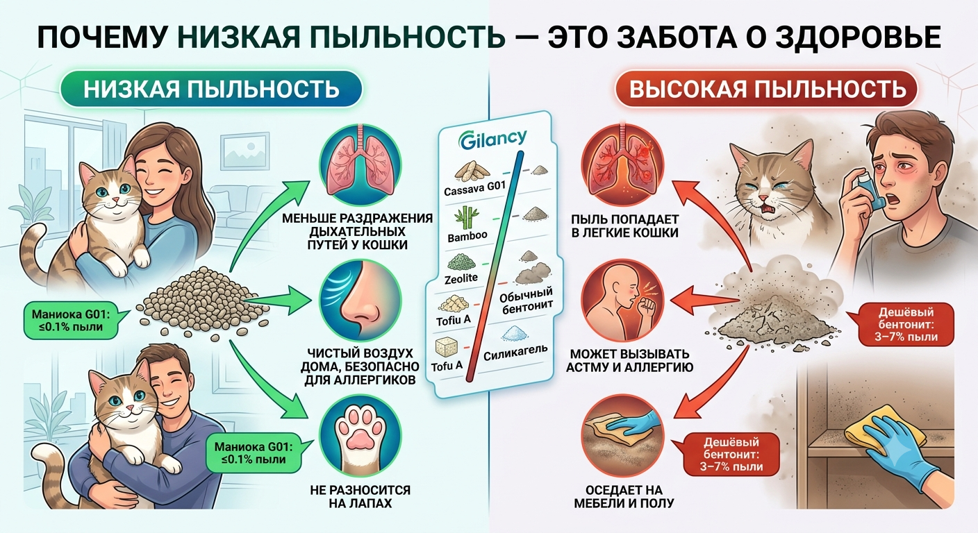 Почему наполнитель с низкой пыльностью — это не просто маркетинг, а забота о здоровье