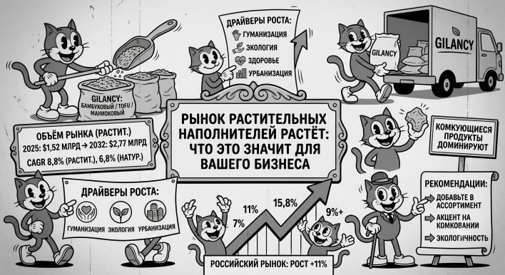 Основные драйверы роста рынка растительных наполнителей: гуманизация питомцев, экология, здоровье, урбанизация Основные драйверы роста рынка растительных наполнителей: гуманизация питомцев, экология, здоровье, урбанизация