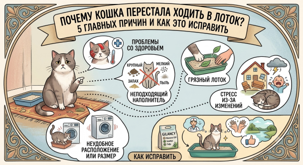 Почему кошка перестала ходить в лоток: 5 главных причин и как это исправить