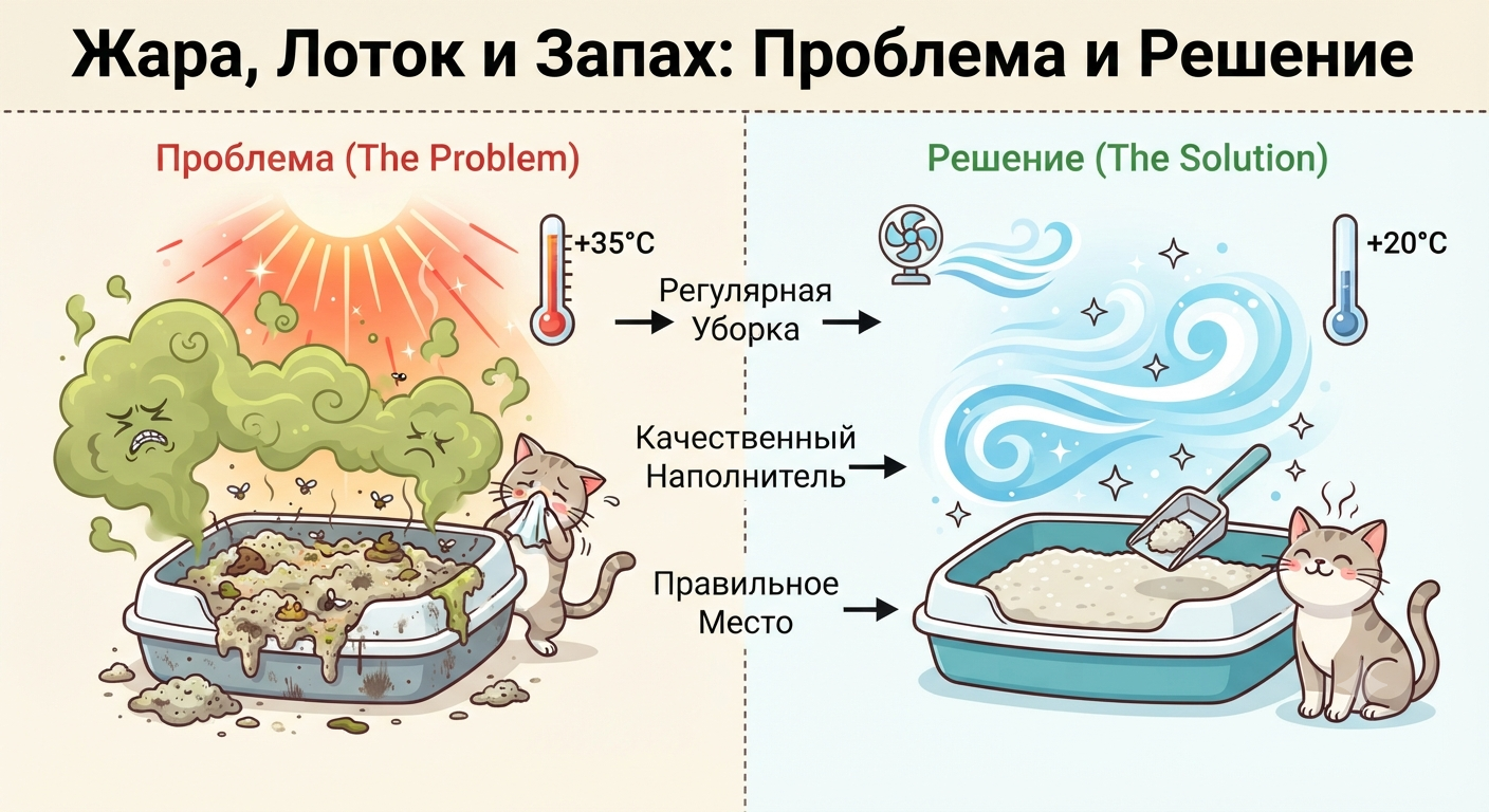 Жара, лоток и запах: 3 простых летних правила